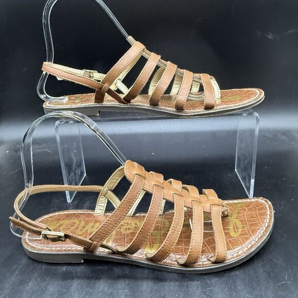 Sam Edelman Womens Garland Sandal Size 8.5 Brown Leather Thong Strappy Slingback - Picture 1 of 7